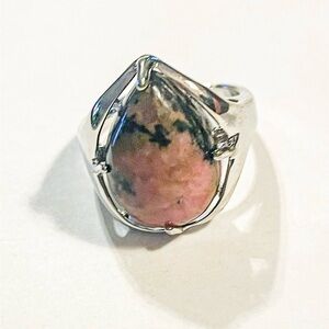 Pink Rhodonite Gemstone Adjustable Ring